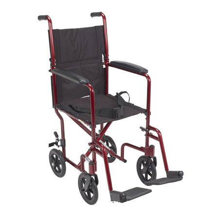 DRIVE MEDICAL Lightweight Transport Wheelchair, 17" Seat, Red atc17-rd